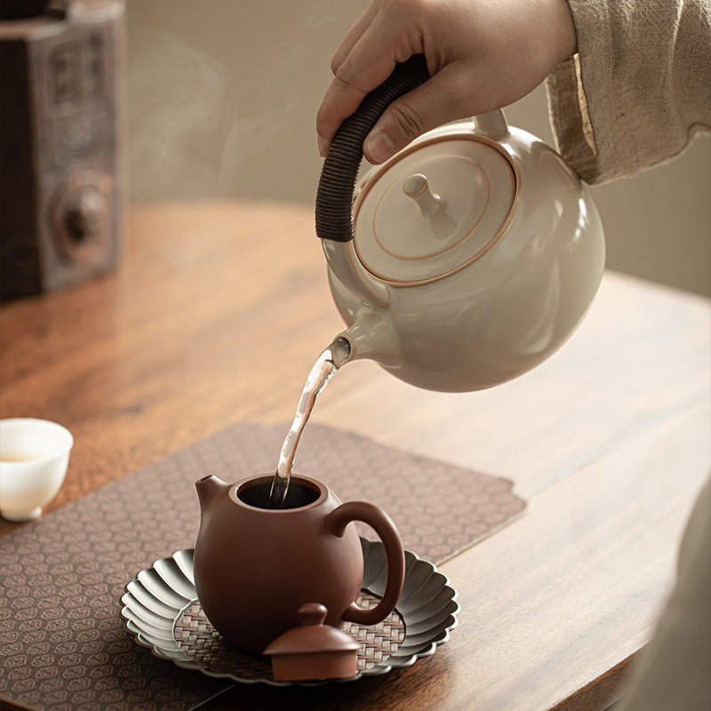 Vintage Electric Ceramic Stove & Overhead-Handle Teapot Set - 800ml Boiling Kettle & Infrared Heater Tea Set