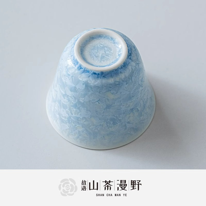 Authentic Kiln-Change Crystalline Tenmoku Jianzhan Ceramic Master Teacup - 65ml Tasting Cup
