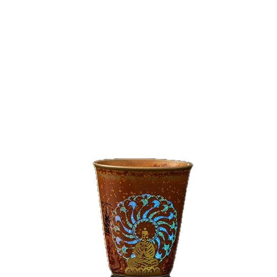 Handcrafted Formless Rainbow Iridescent Wood-Fired Master Teacup - 80ml Gongfu Cup