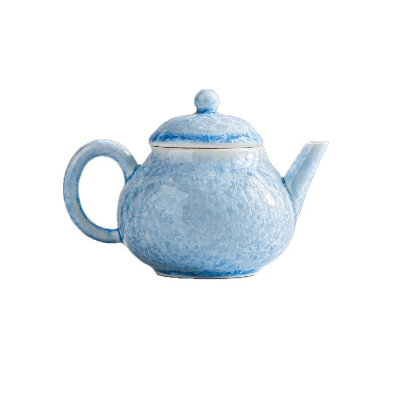 Authentic Kiln-Change Crystalline Ice-Crystal Blue Ceramic Teapot - 175ml Gongfu Steeping Pot