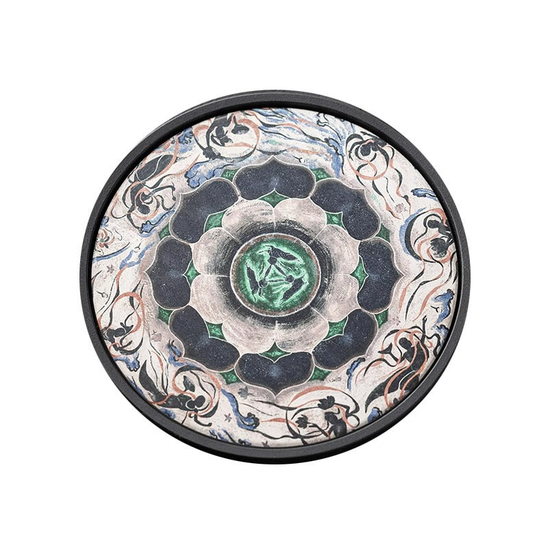 Authentic Dunhuang Caisson Three Hares Lotus Ceramic Absorbent Pot Bearer Tray - 20cm Teaware