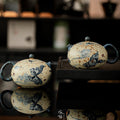 Authentic Blue & White Huoshihong Kiln-Change Hand-Grip Ceramic Teapot - 170ml Easy Pot