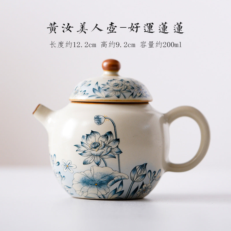Authentic Song-Style Ru Ware Tianqing Sky-Blue Crackle Ceramic Teapot - 185ml Gongfu Pot