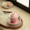 Authentic Jingdezhen Hand-Painted Peony Flower-Rim Sancai Gaiwan Tea Bowl - 160ml