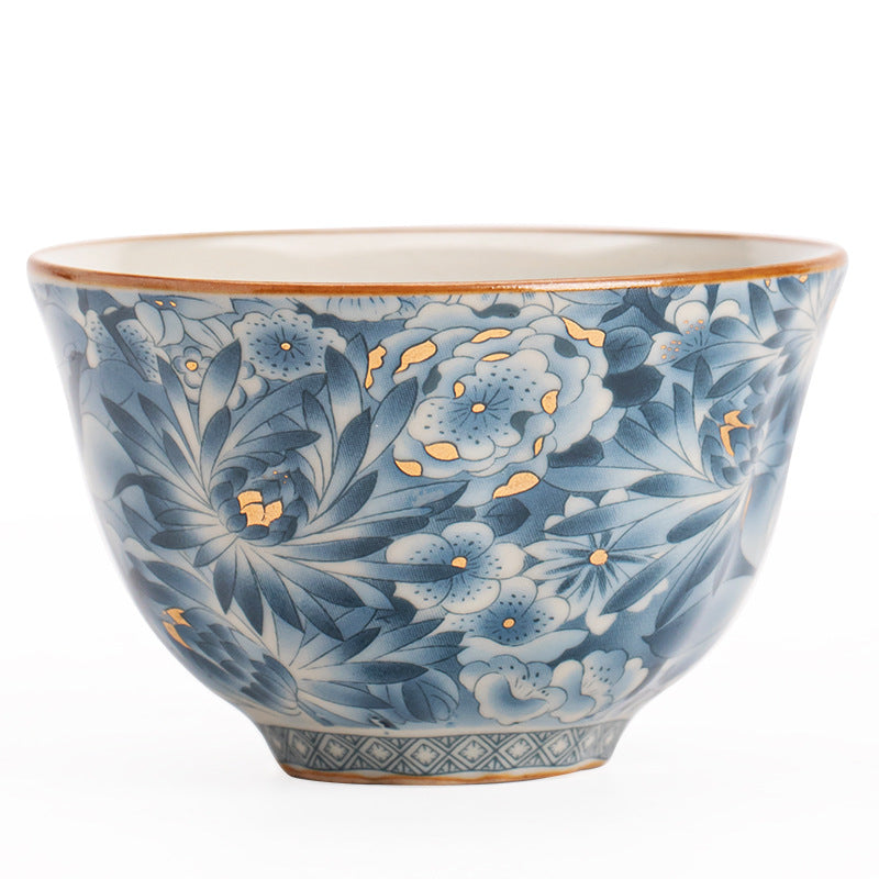 Authentic Jingdezhen Hand-Painted Underglaze Blue & White Myriad Flowers Master Teacup - 80ml Gongfu Teacup