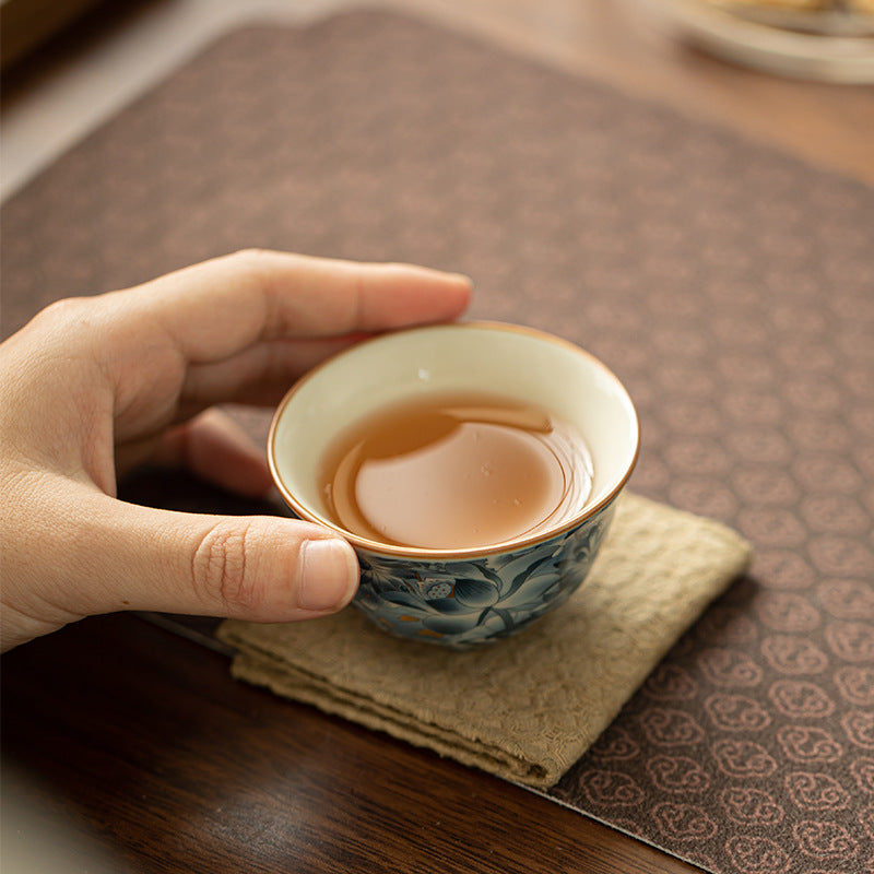 Authentic Jingdezhen Hand-Painted Underglaze Blue & White Myriad Flowers Master Teacup - 80ml Gongfu Teacup