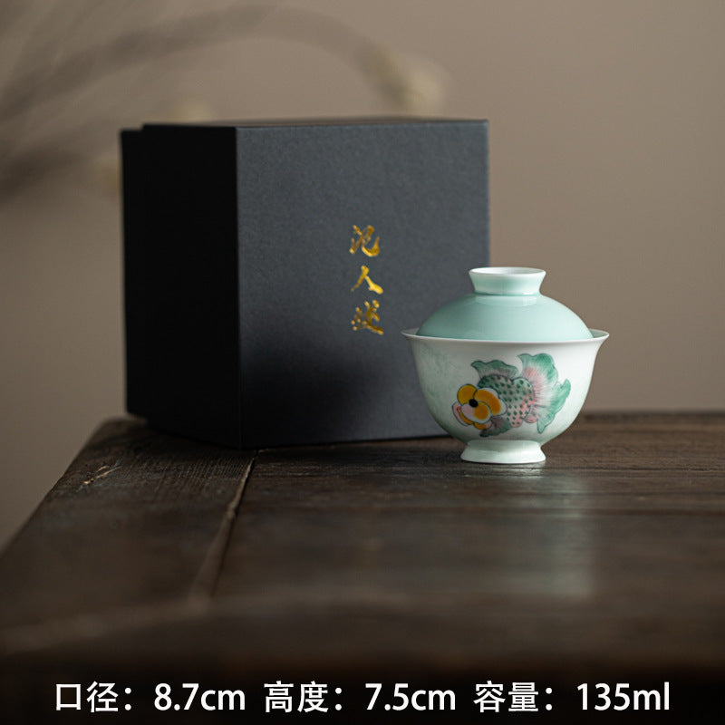 Authentic Mushroom Purple Chubby Goldfish Yuanbao San Cai Gaiwan - 165ml Anti-Scald Tea Bowl