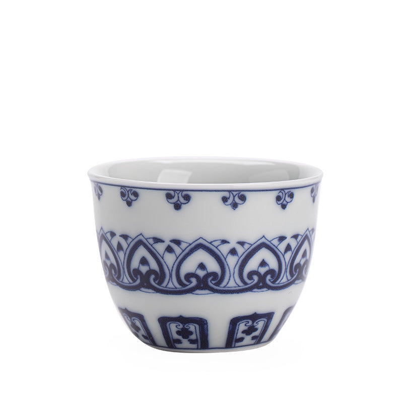 Authentic Jingdezhen Antique Blue & White Baoxiang Floral Medallion Master Teacup - 85ml Gongfu Teacup