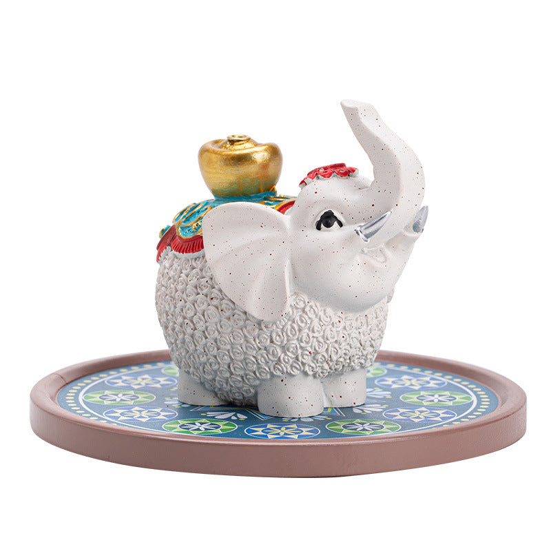 Handcrafted Auspicious Celestial Elephant Ceramic Incense Burner & Tea Pet Holder