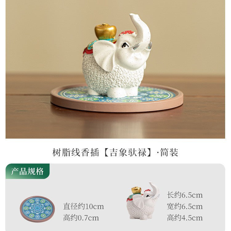 Handcrafted Auspicious Celestial Elephant Ceramic Incense Burner & Tea Pet Holder