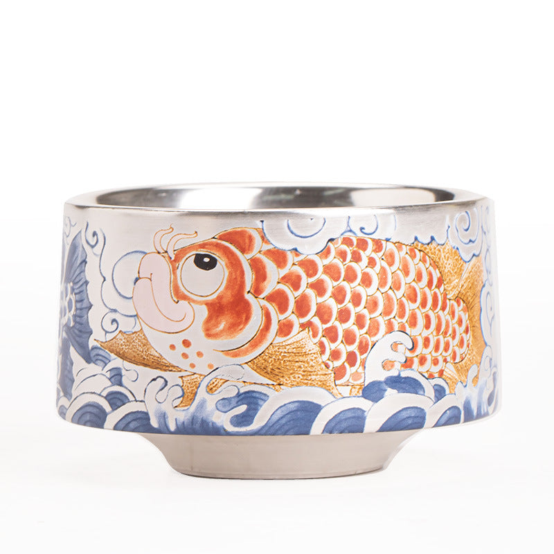 Authentic Jingdezhen Pure Ag999 Silver-Lined Imperial Dragon Year Master Teacup - 90ml Gongfu Teacup