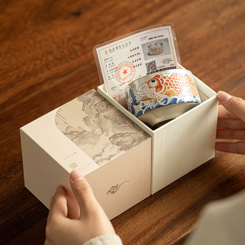 Authentic Jingdezhen Pure Ag999 Silver-Lined Imperial Dragon Year Master Teacup - 90ml Gongfu Teacup
