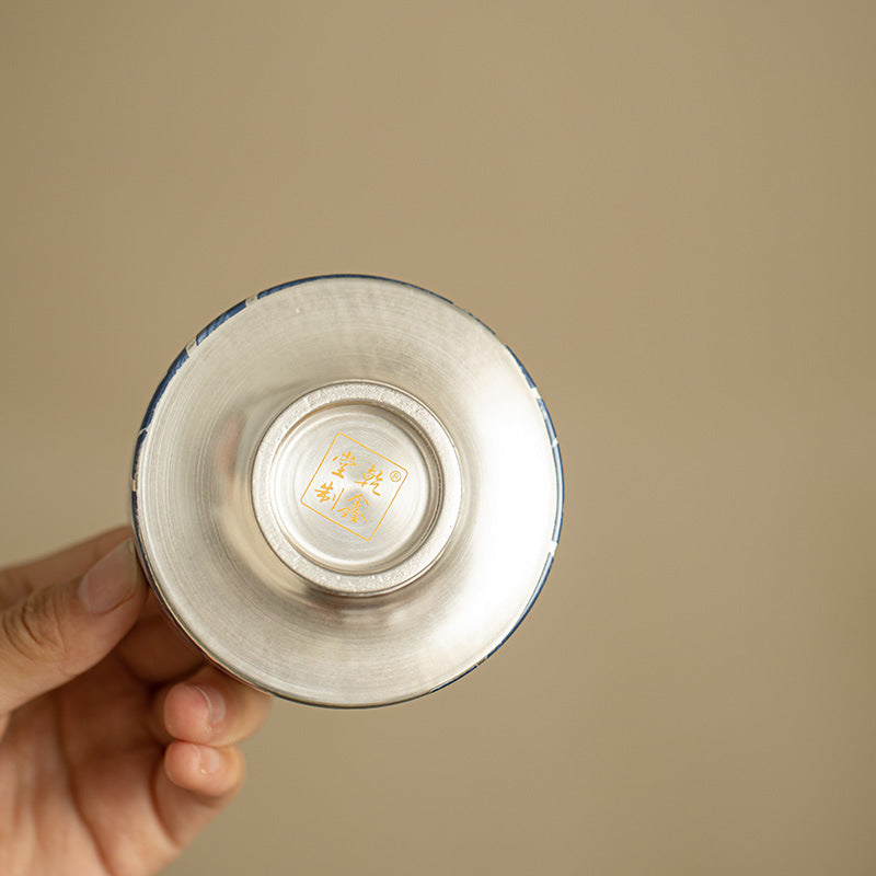 Authentic Jingdezhen Pure Ag999 Silver-Lined Imperial Dragon Year Master Teacup - 90ml Gongfu Teacup