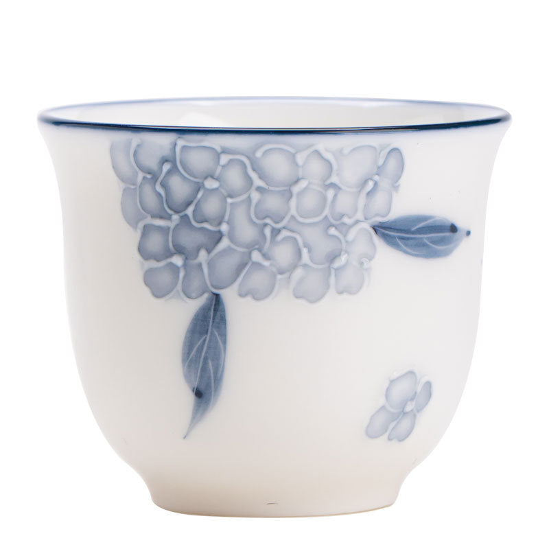 Authentic Jingdezhen Hand-Painted Hydrangea Blossom Porcelain Master Teacup - 85ml Gongfu Teacup