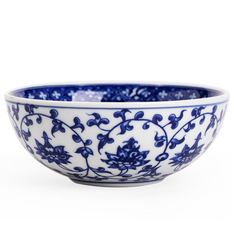 Authentic Jingdezhen Hand-Painted Blue & White Interlocking Lotus Large Master Teacup - 120ml Gongfu Teacup