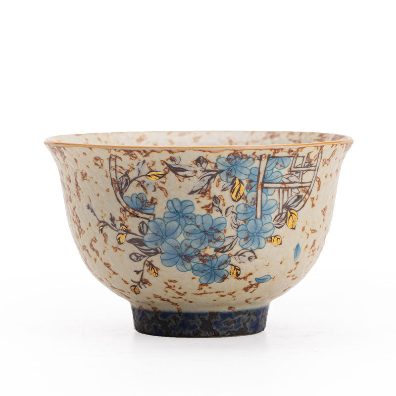 Authentic Jingdezhen Coarse Stoneware Blue & White Window-Medallion Master Teacup - 85ml Gongfu Teacup