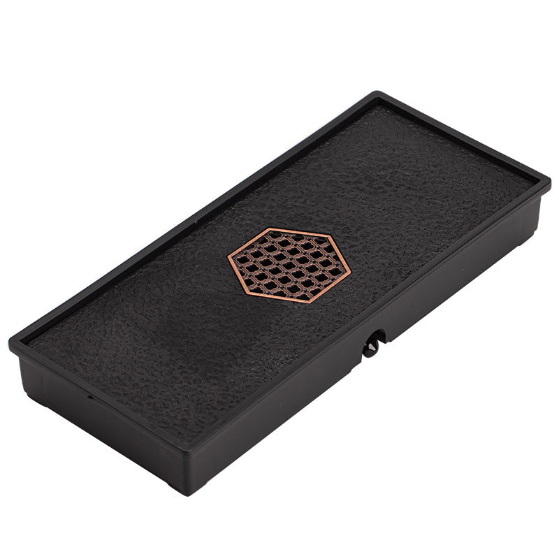 Neo-Chinese Faux Wujin Black Stone Dual Water Storage & Drainage Dry-Brewing Teaware Tray
