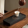 Neo-Chinese Faux Wujin Black Stone Dual Water Storage & Drainage Dry-Brewing Teaware Tray