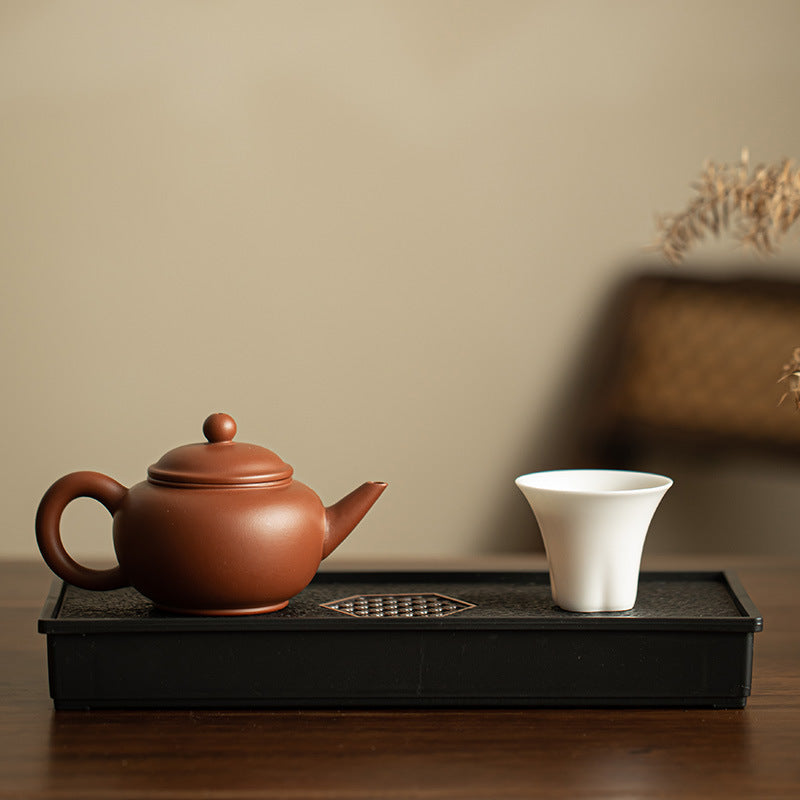 Neo-Chinese Faux Wujin Black Stone Dual Water Storage & Drainage Dry-Brewing Teaware Tray