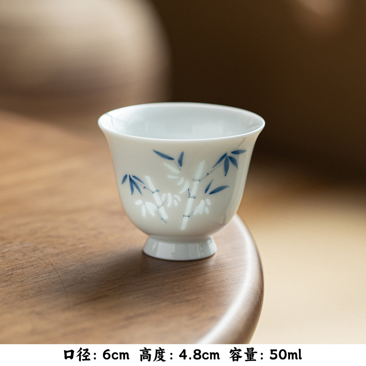 Authentic Linglong Pierced Blue & White Lotus & Bamboo Master Teacup - 65ml Gongfu Cup