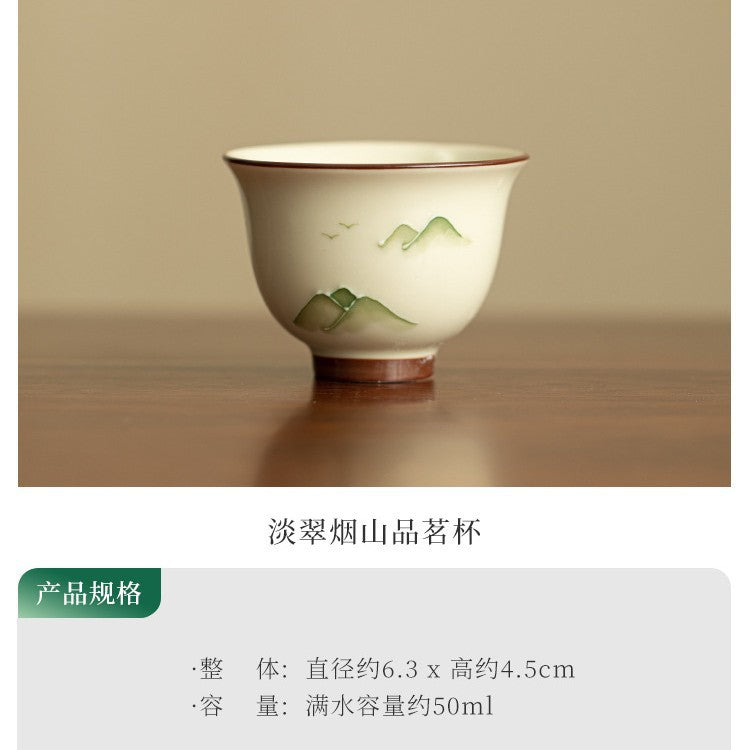 Authentic Jingdezhen Hand-Painted Landscape Shanshui Porcelain Master Teacup - 70ml Gongfu Teacup