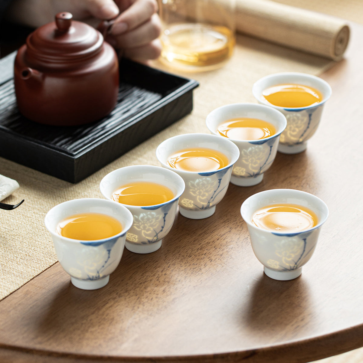 Authentic Linglong Pierced Blue & White Lotus & Bamboo Master Teacup - 65ml Gongfu Cup