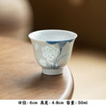 Authentic Linglong Pierced Blue & White Lotus & Bamboo Master Teacup - 65ml Gongfu Cup