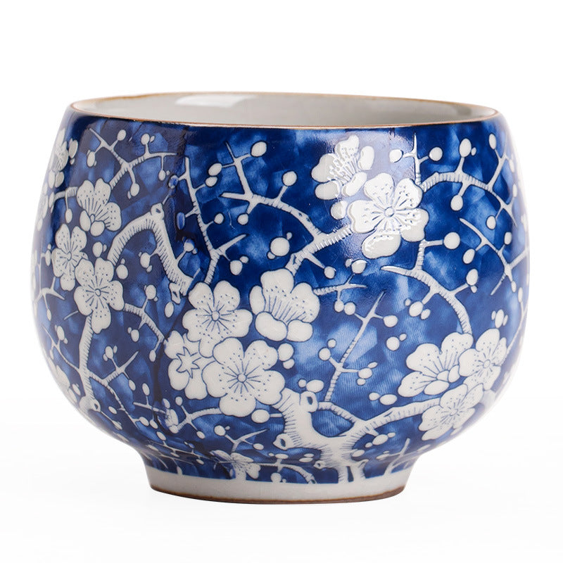 Song Ru Ware Celadon Crackle & Blue-and-White Ice Plum Blossom Master Teacup - 85ml Gongfu Teacup