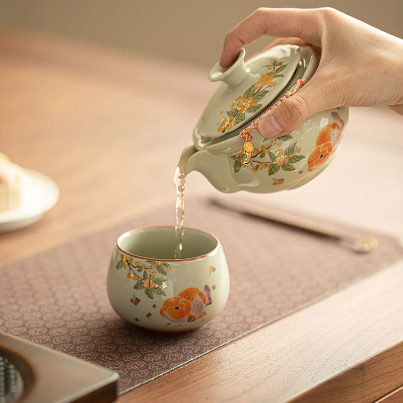 Authentic Plant-Ash Glaze Big-Head Goldfish Large Master Teacup - 95ml Gongfu Cup