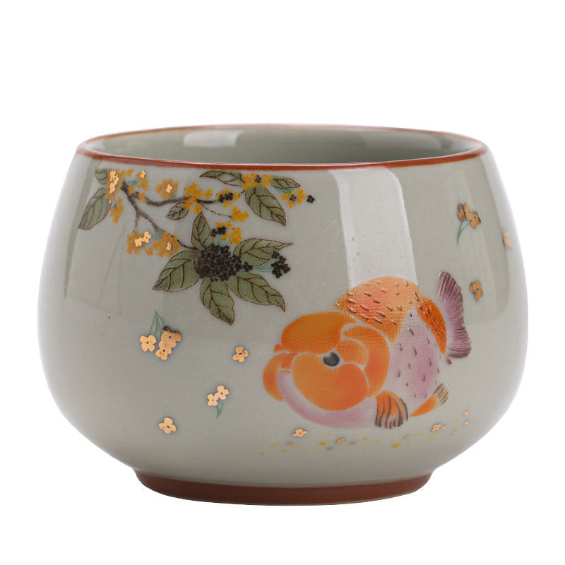 Authentic Plant-Ash Glaze Big-Head Goldfish Large Master Teacup - 95ml Gongfu Cup