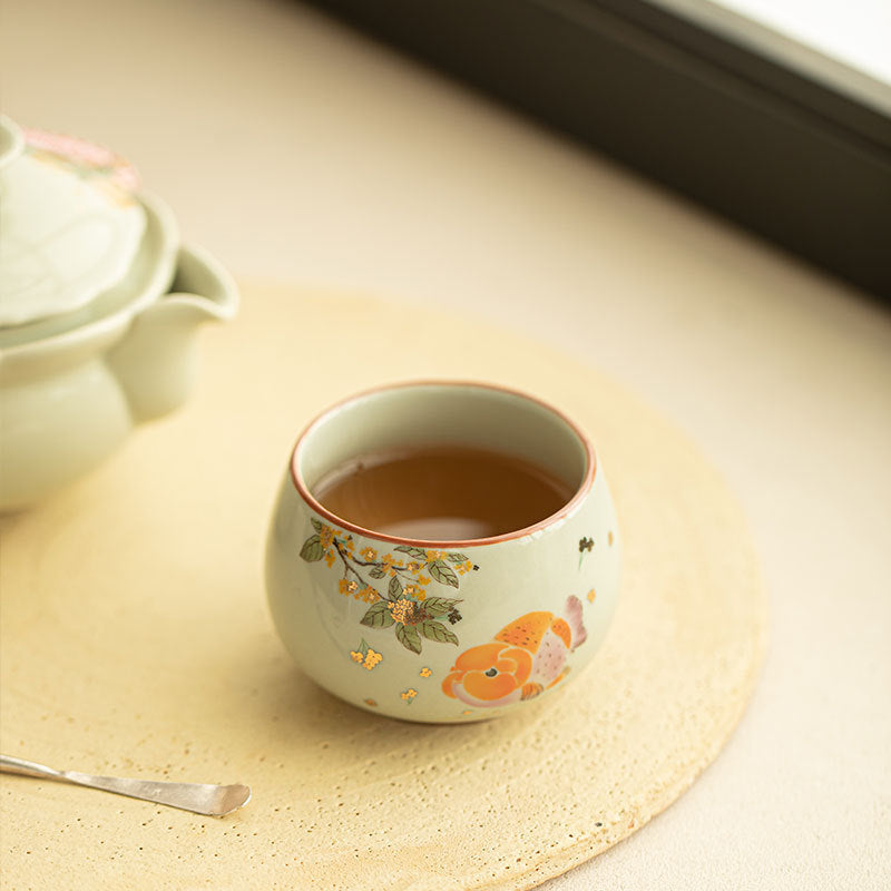Authentic Plant-Ash Glaze Big-Head Goldfish Large Master Teacup - 95ml Gongfu Cup
