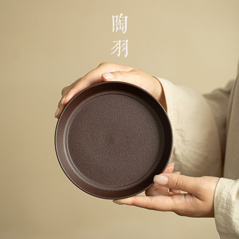 Neo-Chinese Purple Rock Mineral Xianlu Pot Bearer & Platter Tray - 19cm Teaware Accessories