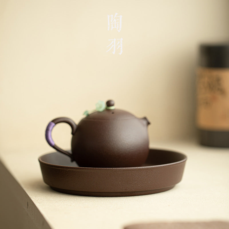 Neo-Chinese Purple Rock Mineral Xianlu Pot Bearer & Platter Tray - 19cm Teaware Accessories