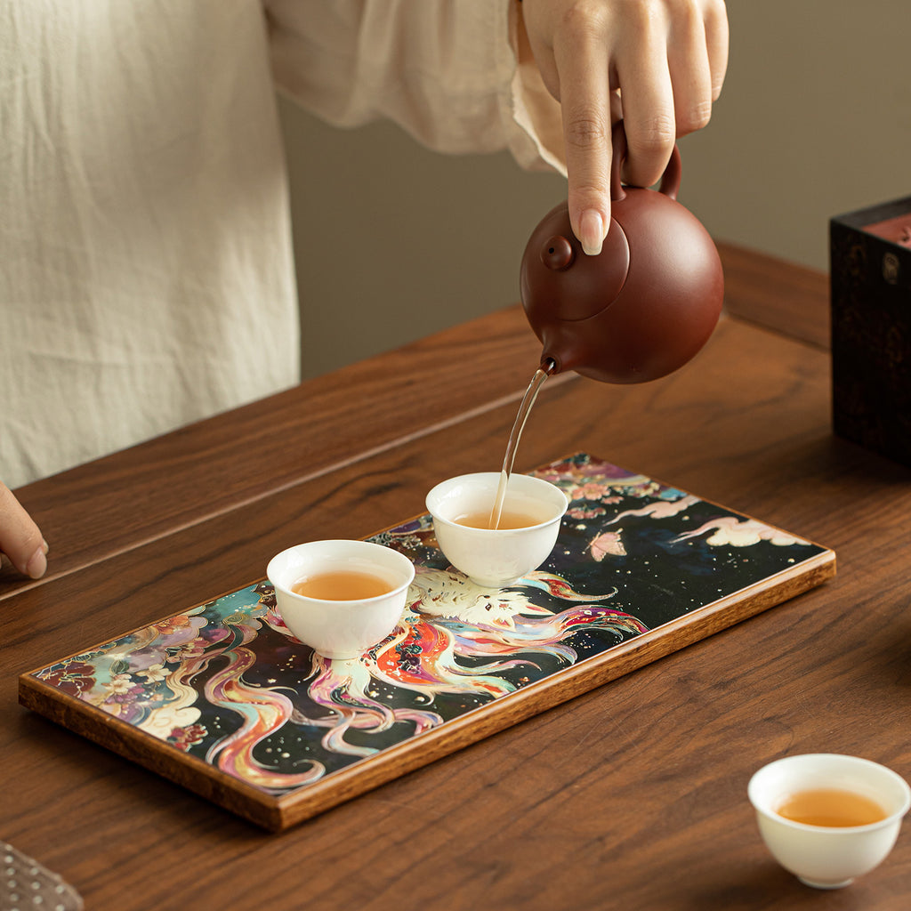 Authentic Handcrafted Heavy Bamboo Nine-Tailed Fox Dry-Brewing Tea Tray - 28cm Teaware Accessories