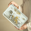 Authentic Song-Style Ru Ware Qiongtai Cloud-Pavilion Square Dry-Brewing Tea Tray - 20cm Teaware
