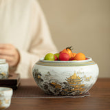 Authentic Song-Style Ru Ware Qiongtai Cloud-Pavilion Ceramic Chaxi Tea Basin - 650ml Teaware