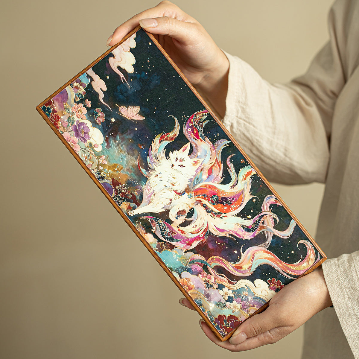 Authentic Handcrafted Heavy Bamboo Nine-Tailed Fox Dry-Brewing Tea Tray - 28cm Teaware Accessories