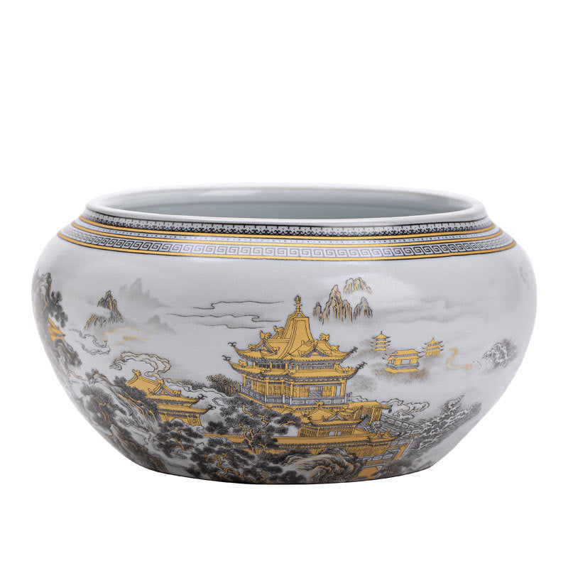 Authentic Song-Style Ru Ware Qiongtai Cloud-Pavilion Ceramic Chaxi Tea Basin - 650ml Teaware