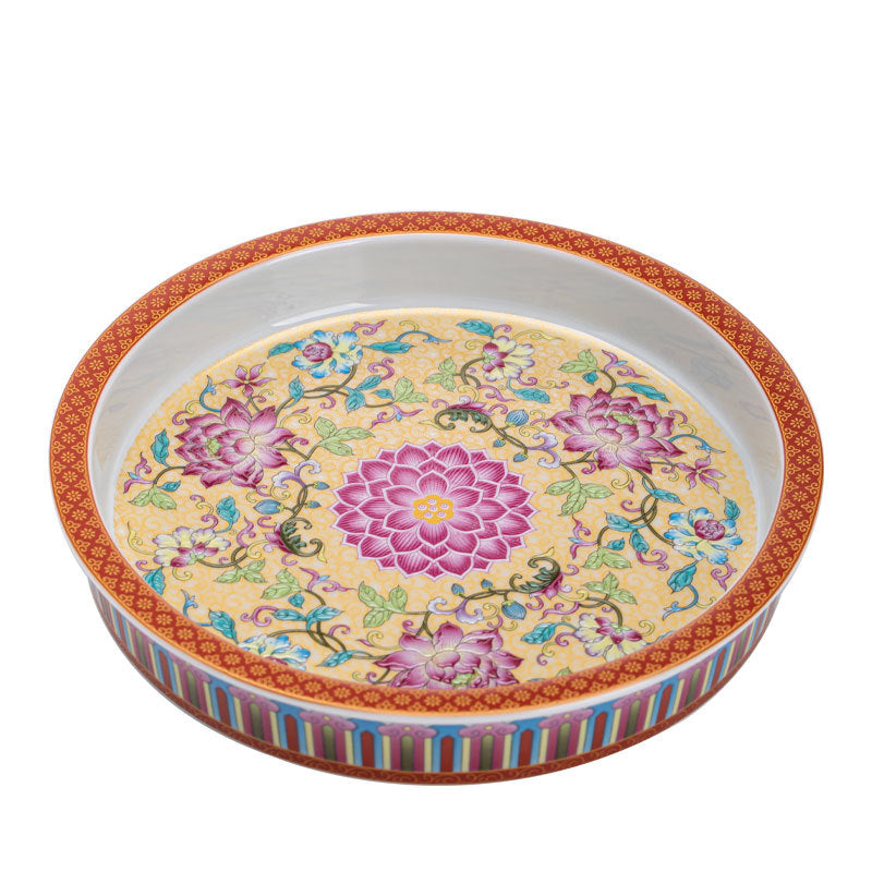 Authentic Jingdezhen Imperial Enamel Palace Style Pot Bearer Tray - 20cm Teaware Accessories