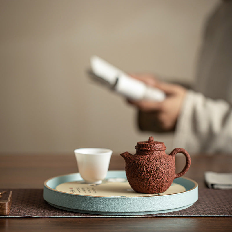 Authentic Chinese Flower & Bird Absorbent Ceramic Dry-Brewing Tea Tray - 20cm Teaware