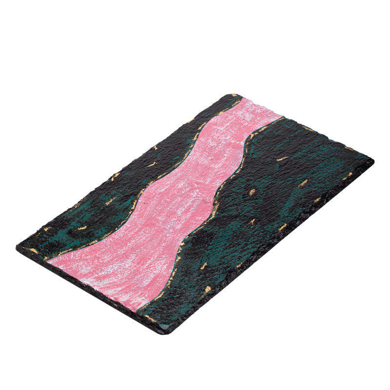 Neo-Chinese Natural Lacquer Emerald Peaks Pink Stream Dry-Brewing Tea Tray - 22cm Teaware