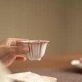 Authentic Song Ru Ware Pink Lard-Glaze Petal-Mouth Master Tasting Cup - 80ml Gongfu Teacup