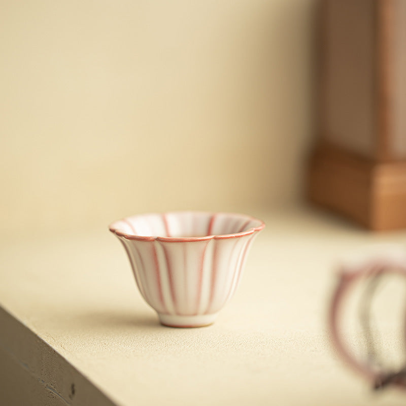 Authentic Song Ru Ware Pink Lard-Glaze Petal-Mouth Master Tasting Cup - 80ml Gongfu Teacup