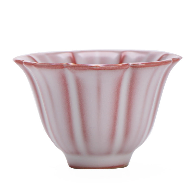 Authentic Song Ru Ware Pink Lard-Glaze Petal-Mouth Master Tasting Cup - 80ml Gongfu Teacup
