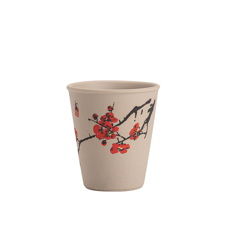 Handcrafted Rustic Coarse Stoneware Bird & Blossom Tasting Cup Set (Set of 8) - 60ml Gongfu Teacup Set with Gift Box