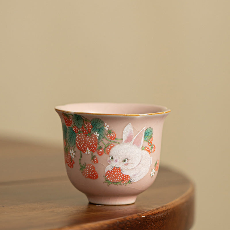 Authentic Song Ru Ware Pink Celadon Petal-Mouth Rabbit Master Tasting Cup - 85ml Gongfu Teacup