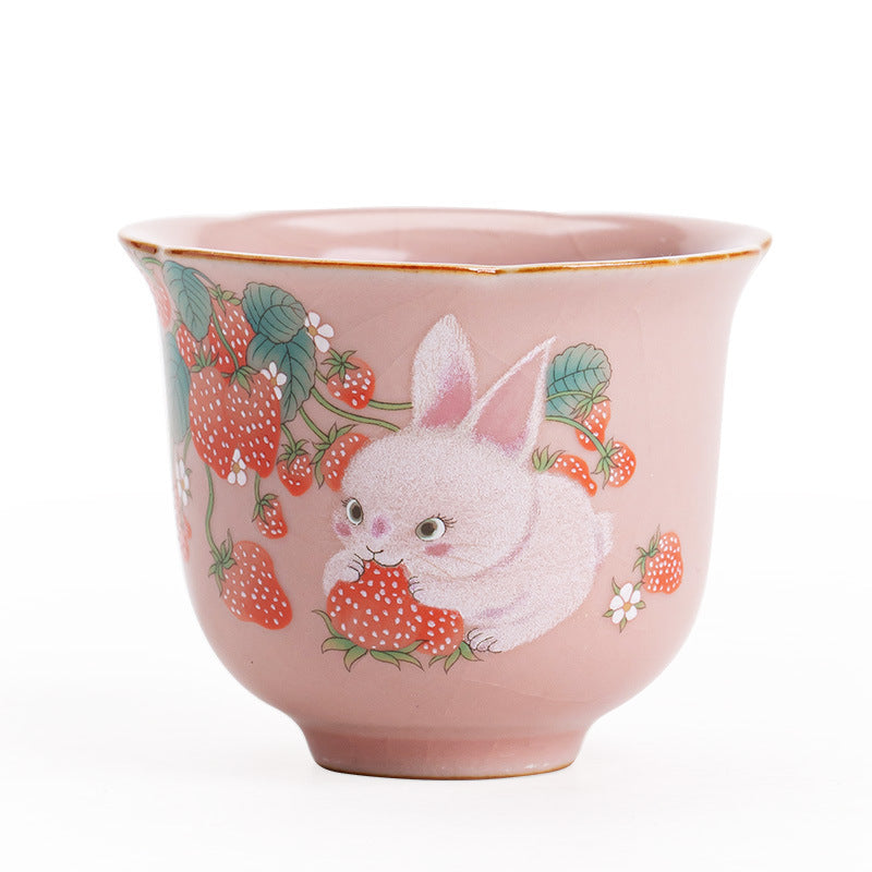 Authentic Song Ru Ware Pink Celadon Petal-Mouth Rabbit Master Tasting Cup - 85ml Gongfu Teacup