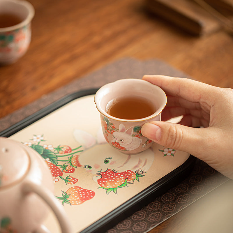 Authentic Song Ru Ware Pink Celadon Petal-Mouth Rabbit Master Tasting Cup - 85ml Gongfu Teacup