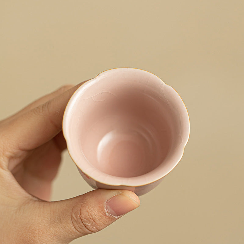 Authentic Song Ru Ware Pink Celadon Petal-Mouth Rabbit Master Tasting Cup - 85ml Gongfu Teacup