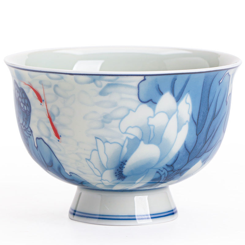 Authentic Jingdezhen Handcrafted Blue & White Hovering Lid Master Tasting Cup - 80ml Gongfu Teacup